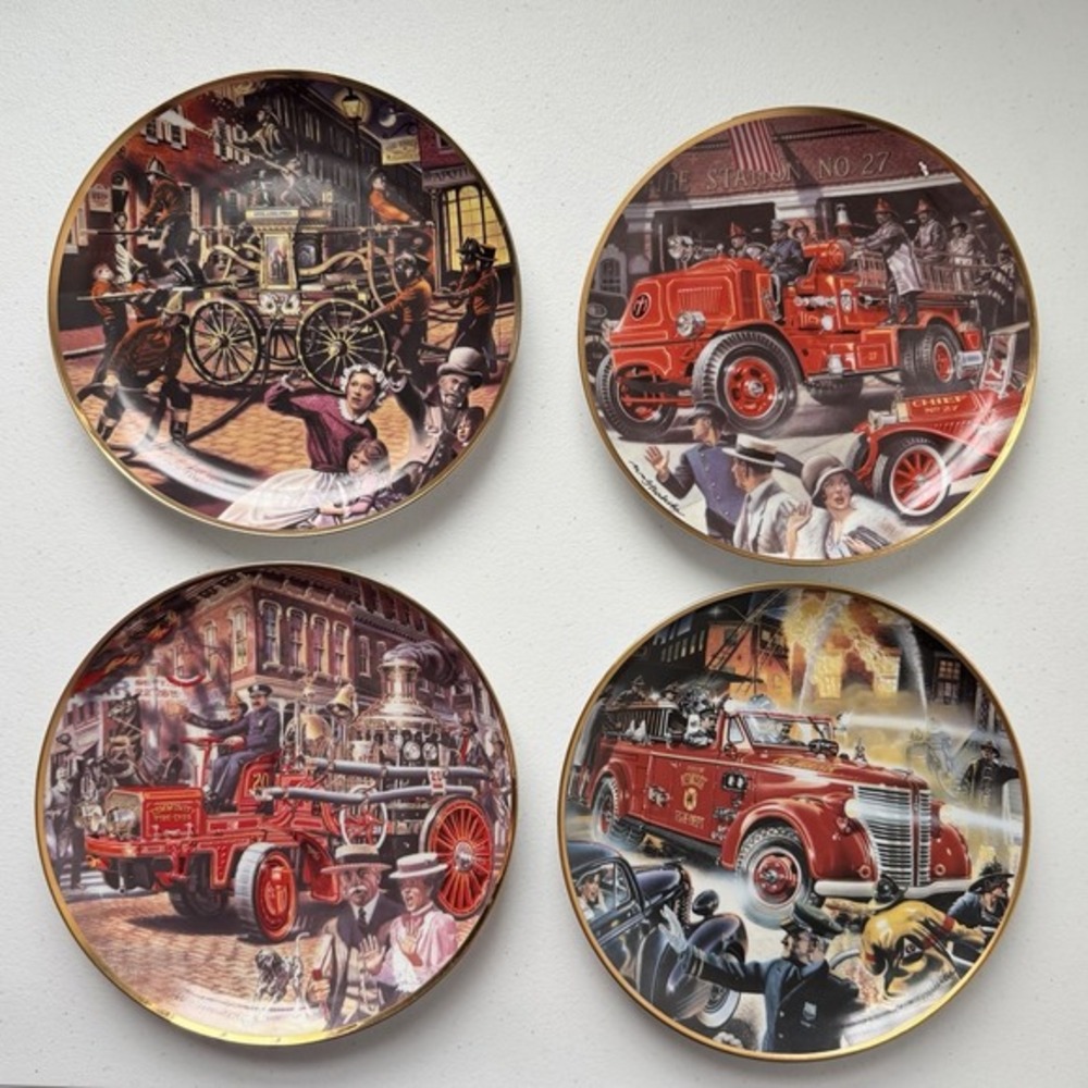 Four National Fire Museum Plates Mack‎ Bulldog Philadelphia Christie Amoskeag
